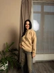 Утепленный женский батник худи с капюшоном на шнурке из трехнитки на флисе 46-48, Бежевый - изображение 2