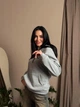 Утепленный женский батник худи с капюшоном на шнурке из трехнитки на флисе 46-48, Серый - изображение 5