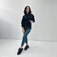 Однотонная женская кофта худи с капюшоном на флисе из трехнитки 42-44, Черный - изображение 2