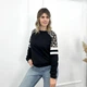 Женская кофта свитшот со вставками свободного кроя из двунитки больших размеров 50-52, Черный - изображение 2