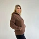 Утепленный женский батник худи с капюшоном на шнурке из трехнитки на флисе 42-44, Шоколадный - изображение 6