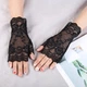 Мереживні мітенки з візерунком троянди вечірній аксесуар короткі Honey Fashion Accessories S/M/L чорний (7-77) - зображення 2