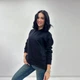 Однотонная женская кофта худи с капюшоном на флисе из трехнитки 46-48, Черный - изображение 3