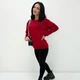 Базовая теплая женская кофта свитшот на флисе свободного кроя 46-48, Красный - изображение 9