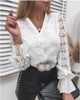 Блузка с V-образным вырезом кружевная рубашка с манжетами воланами GOLDENBLOUSE белая XL (Vl 71) - изображение 1