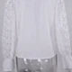 Блузка с V-образным вырезом кружевная рубашка с манжетами воланами GOLDENBLOUSE белая XL (Vl 71) - изображение 6