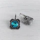 Серьги Hand Made винтажные с кристаллами Swarovski сине-бирюзового оттенка Bermuda Blue - изображение 3