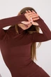 Женская водолазка в рубчик Giulia FLEX LONGSLEEVE POWER L/XL Brown-hot chocolate, эластичная водолазка из микрофибры - изображение 4