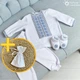 Костюм для крещения мальчика Мамине Сонечко Мережка синяя плюс 62 велюр белый + мешочек для локона в подарок (12230-1) - изображение 1