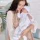 Вышитый костюм для крещения мальчика Мамине Сонечко 80 размер Монохром геометрия серебряная вышивка (вышиванка, брюки, шапка и пинетки), лен белый + мешочек для локона в подарок (арт.12116) - изображение 5