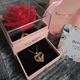Роскошная цепочка с подвеской "I love you" и розой в подарочной коробке Черный - изображение 3