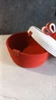 Кошик для солодощів з кришкою і бантом - Rosso Fiocco, 18×8 см, червоний з білим - зображення 2
