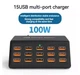 Сетевое зарядное устройство HW-15 100W на 15 портов USB12W Черный - изображение 3
