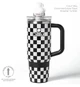 Термокружка з ручкою Cirkul All-Day StrawSip Black Checkmate з нержавіючої сталі 887 мл Чорний з білим - зображення 2