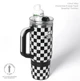 Термокружка з ручкою Cirkul All-Day StrawSip Black Checkmate з нержавіючої сталі 887 мл Чорний з білим - зображення 5