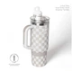 Термокружка з ручкою Cirkul All-Day StrawSip Taupe Tartan із нержавіючої стал 887 мл Білий із сірим - зображення 4