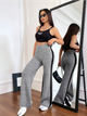 Штани жіночі в'язка сірі з чорним лампасом One Size - изображение 1
