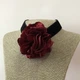 Оксамитовий чокер з об'ємною квіткою трояндою Honey Fashion Accessories бордовий (12-367) - изображение 3