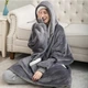 Толстовка-плед с капюшоном и большим карманом 80*100 см HUGGLE HOODIE искусственный мех, серая - изображение 3