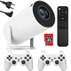 Портативный игровой проектор HY300 PRO с 2 джойстиками, пультом, Wi-Fi – домашний смарт-проекторт белый. - изображение 1