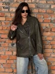 Женская куртка-косуха из экокожи 44 хаки (2375) - изображение 1
