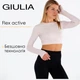 Женский кроп-лонгслив с отверстиями для пальцев Giulia FLEX LONGSLEEVE ACTIVE S/M Pink-primerose, спортивный кроп топ - изображение 1