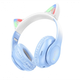 Навушники бездротові з котячими вушками та LED підсвічуванням Hoco W42 Cat Ear Bluetooth TF-карта AUX Блакитні з білим - зображення 1