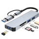 Концентратор USB Type-C/USB-A 5 в 1 USB 3.0 с SD/TF кардридером высокоскоростной алюминиевый хаб ( код: HUB-5IN1 ) - изображение 8