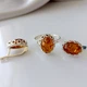 Серебряный комплект кольца и серьги с янтарем 925 пробы 19,5 размер - изображение 3