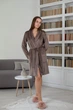 Халат жіночий на запах велюровий короткий N.EL 1369-53k 2XL Коричневий - зображення 1