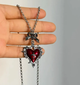 Цепочка Fashion Jewerly сердце с крестами и бантиками в готическом стиле, бижутерия серебристый цвет, 40+5 см (SVS) - изображение 4