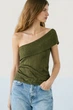 Блуза в рубчик на одно плече Massimo Dutti 6240936502c54 L хаки (100004765) - изображение 3