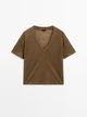Футболка из льна Massimo Dutti 6242933705c54 M хаки (100005403) - изображение 4