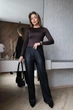 Прямые женские кожаные штаны на меху Fashion 46/48 Черный - изображение 1