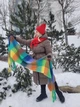 Женский теплый шарф Дред с бахромой Салатово-синяя клетка яркая кашемир 210х35 см 00843/55 - изображение 2