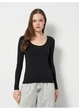 Жіночий лонгслів H&M 36 Чорний 0464565 - зображення 1