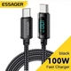 Кабель 1м ESSAGER Type-C-Type-C PD 100W (20V/5A) LED дисплей швидка зарядка для смартфонів - зображення 1