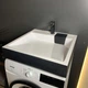 Раковина, умивальник Adamant WASHER NEW, штучний камінь, прямокут., з отвором для змішувача, без переливу, 595х595х115мм, накладний, чорно-білий - изображение 3