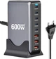 Зарядная станция многопортовая ILEPO 600W на 3 USB + 5 Type-C / сетевое мультизарядное устройство Black (19027) - изображение 2