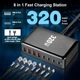 Зарядна станція багатопортова ILEPO 320W на 4 USB + 4 Type-C / мережевий мультизарядний пристрій Black (19026) - зображення 5