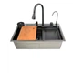 Мийка багатофункціональна Zerix ZH7546-SET-06 Micro Decor Graphite з вбудованим змішувачем з нерж.сталі (ZM5587) - зображення 6