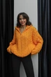 Вязанный свитер с молнией женский QU STYLE Оранжевый (TK231078 orange Универсальный (S-M-L)) - изображение 8