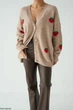 Теплый кардиган с клубничками женский QU STYLE Светло-коричневый (TH251083 l-brown Универсальный (S-M-L)) - изображение 3