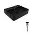 Раковина подвесная прямоугольная Qtap Matt Black с донным клапаном PU03O для ванной комнаты черная керамическая раковина (600672) - изображение 1