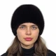 Шапка норкова в'язана Хутряний Стиль Листок 54-60 Темно-коричнева (111/E) - зображення 2