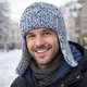 Стильна шапка вушанка для чоловіків "Синій Мікс", ручна робота від PRIGRIZ, 50-58 см - зображення 1