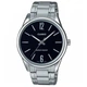 Мужские классические часы Casio MTP-V005D-1B серебристые с чёрным циферблатом - изображение 1