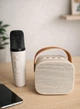 Портативне Дитяче Міні Караоке Bluetooth Колонка Бездротовий Мікрофон Бежевий - зображення 4