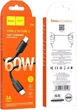 Hoco X-96 Type-C to Type-C 60W (1м, чорний) - зображення 1