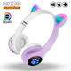 Бездротові Bluetooth навушники з вушками CATEAR ear BT5 з RGB підсвічуванням, вологозахищені, повнорозмірні Purple - зображення 1